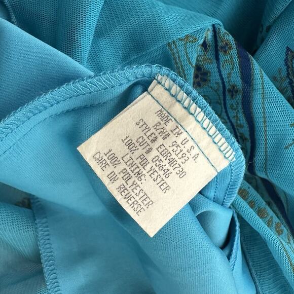 Hourglass Womens Vintage Y2k Halter Dress Size M Blue Paisley Mesh Boho - Picture 6 of 10